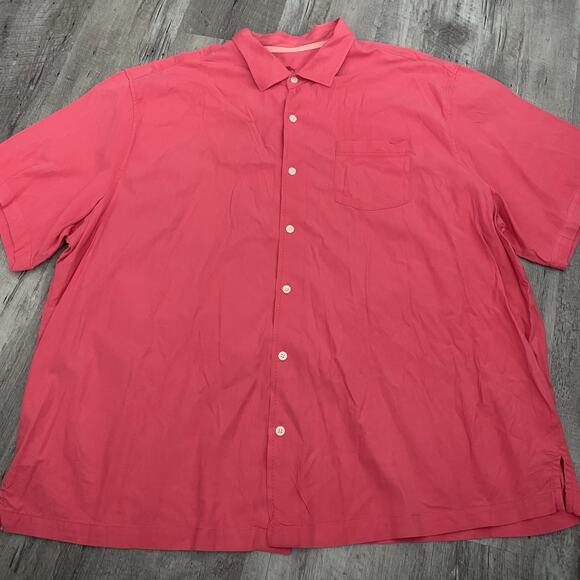 Tommy Bahama Catalina Stretch Twill BT Silk Blend Camp Shirt Men 3XLB Pink Coral - Picture 1 of 7
